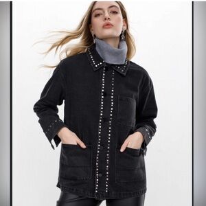 Black denim Zara jacket, silver studs/embellishments